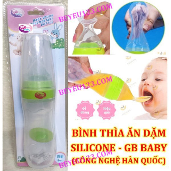 [120ml] - Bình thìa silicone mềm ăn bột , cháo cho bé GB BABY (Công nghệ Hàn Quốc)