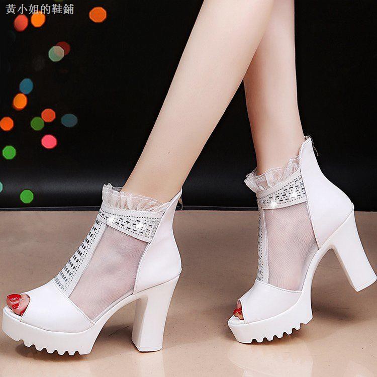 Giày Sandal Cao Gót Phối Ren Lưới Chống Thấm Nước Phong Cách Hàn Quốc 6 Kiểu Lựa Chọn Cho Nữ