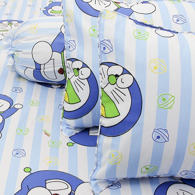 (RẺ VÔ ĐỊCH) Bộ Drap Cotton Thắng Lợi 4 món, áo gối chần gòn, mẫu Doremon