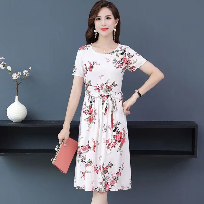 Đầm Dài Qua Gối Dáng Rộng Bằng Lụa Lạnh Thoáng Khí Phong Cách Phương Tây Dành Cho Phụ Nữ Trung Niên 40 Tuổi