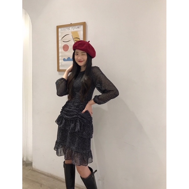 Jennie Dress - Desing by Momizi Váy voan chấm bi đen Momizi, chất voan tơ mềm mại. | BigBuy360 - bigbuy360.vn