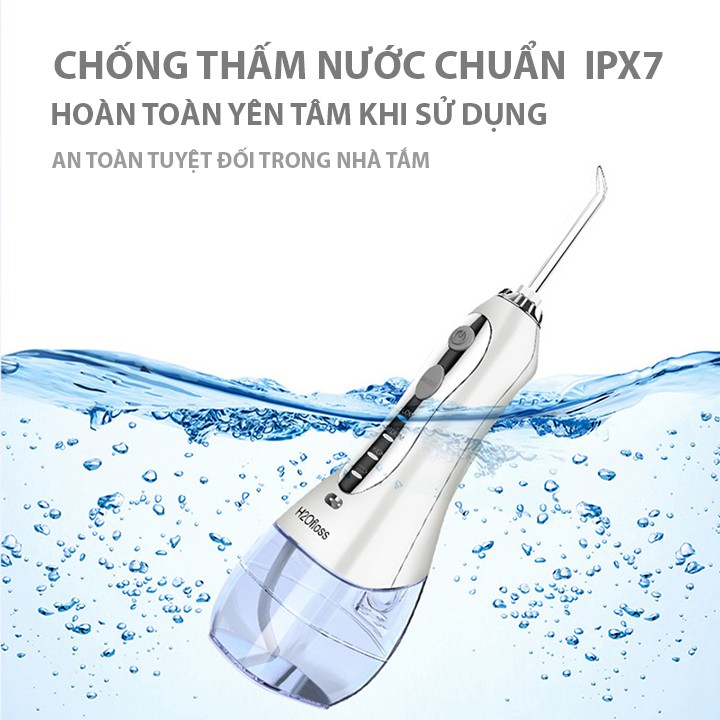 Máy tăm nước h2ofloss cầm tay cao cấp ORAL IRRIGATOR DENTALEE tặng kèm 5 vòi phun bảo hành chính hãng xỉa răng nước