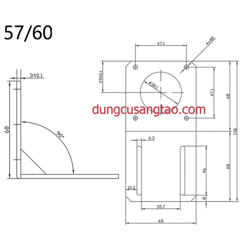 Bát giữ motor bước 42, 57 - L type / bát 775