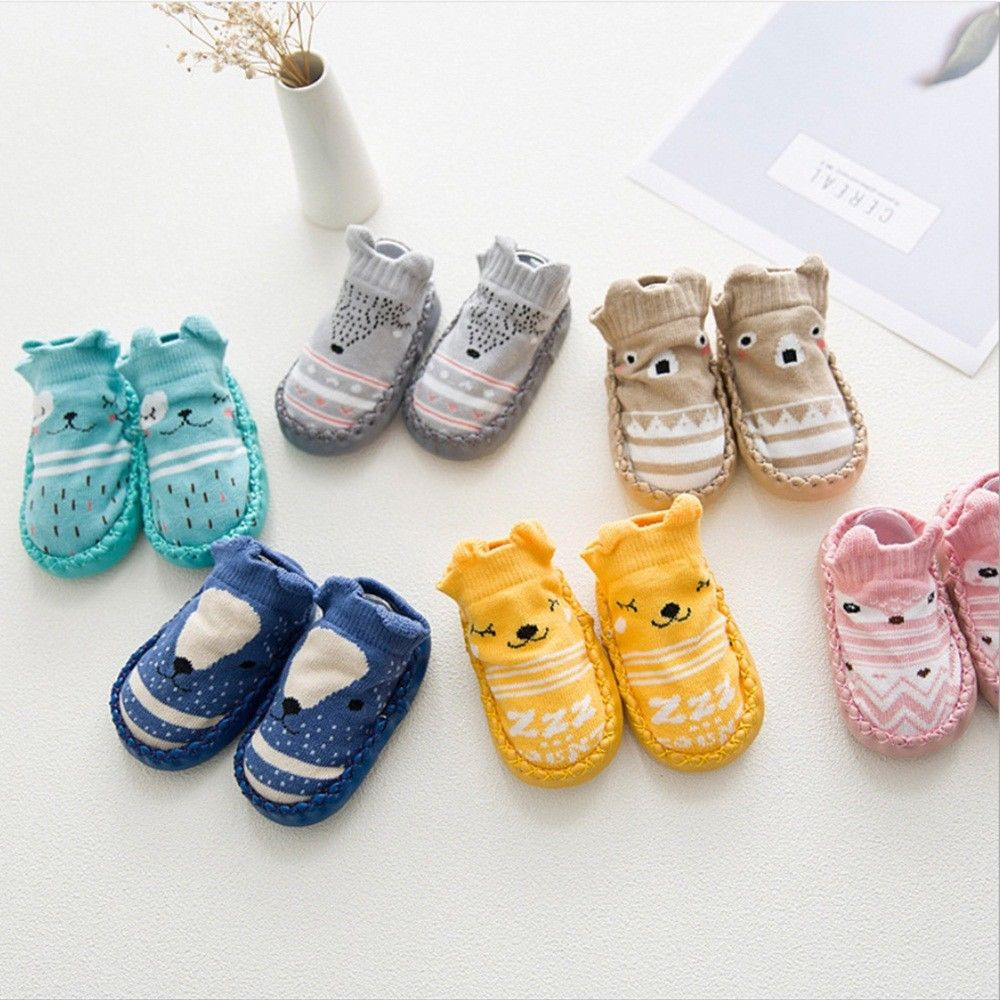 MELODG Newborn Cotton Floor Socks Comfort Infant Crib Shoes Anti Slip Shoes Baby Socks Toddler Indoor Soft Kids Booties/Multicolor