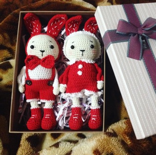 Bé thỏ Mimi & Miti - Thú len bông handmade