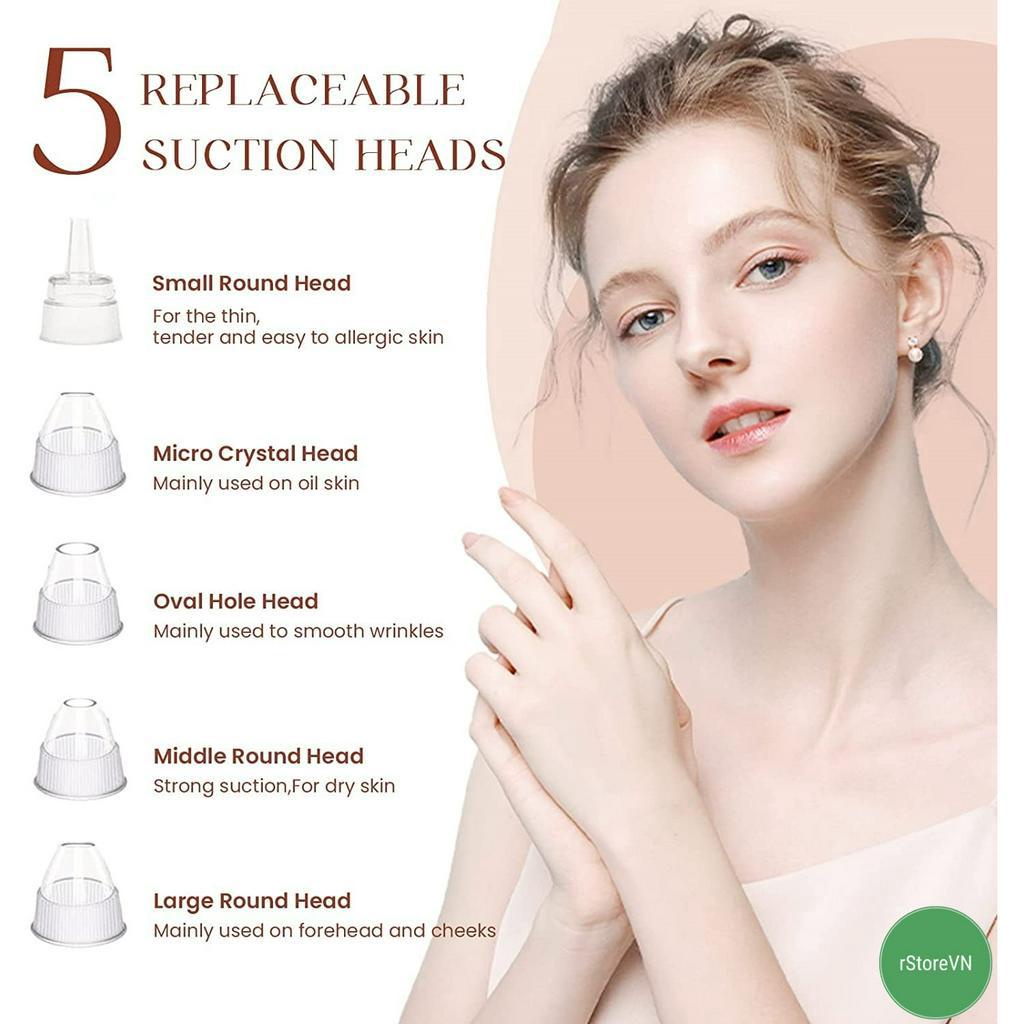 Máy Hút Mụn Đầu Đen HY9 - Mini Cầm Tay, Màn Hình LED, 5 Đầu Hút Cực Mạnh - Hàng Chính Hãng