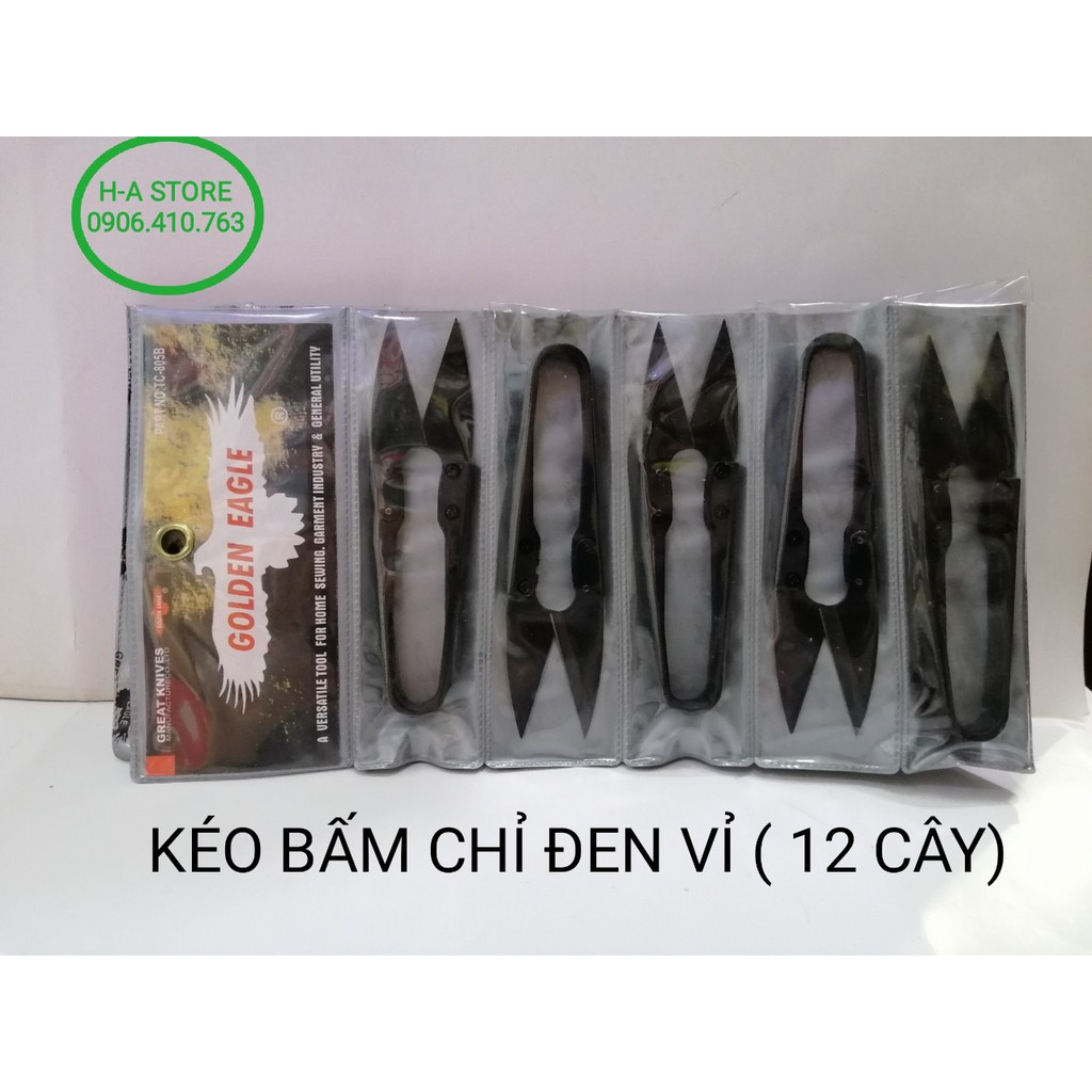 Kéo bấm chỉ 3 màu / đen / đỏ vỉ 12 cây