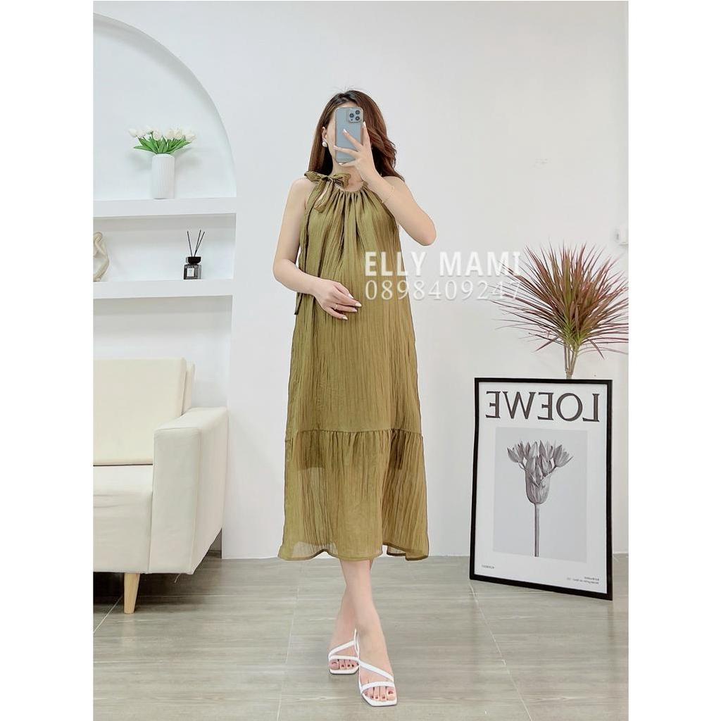 ( 40kg - 75kg ) Đầm Bầu , Suông Voan Cổ Yếm Nơ Điệu Form Dễ Mặc Thoải Mái Suốt Thai Kì &amp; Sau Sinh Thiết Kế Cao Cấp