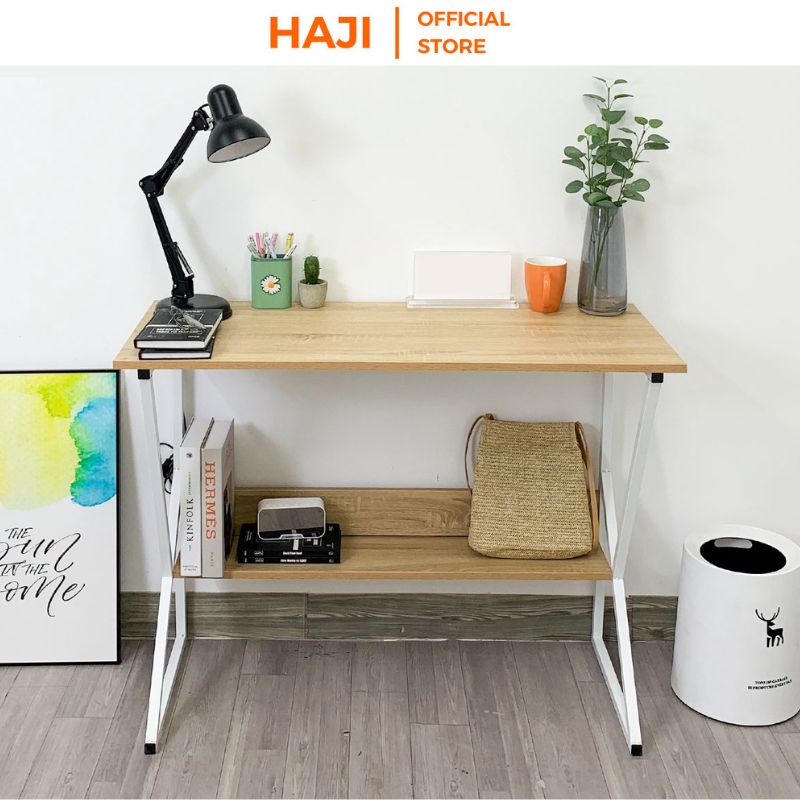 Bàn máy tính HAJI kèm kệ lửng tiện dụng thiết kế chân chữ K hiện đại C18 (Loại 1m và 80cm)