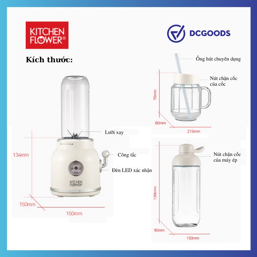 - Máy xay sinh tố mini Retro Kitchen Flower