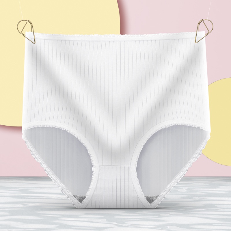 Quần lót gân tăm viền ren Sumio_offical QL020 cạp cao cotton thoáng mát