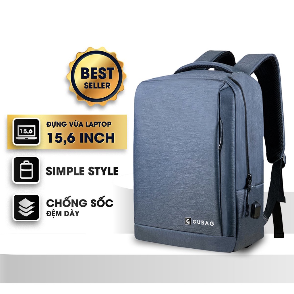 Balo máy tính GU BAG, dành cho người đi làm, công sở, đựng vừa laptop 15,6 inch, nhỏ gọn, chống sốc, chống nước