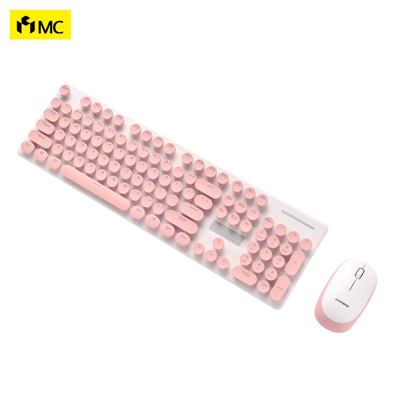 Bàn phím MC N520 2.4G nút tròn không dây màu sắc ngọt ngào kèm chuột cho laptop máy tính bảng PC