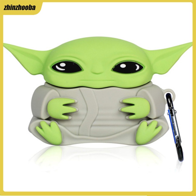 Vỏ bảo vệ hộp sạc hình Yoda đầu to thích hợp cho tai nghe không dây Bluetooth Airpod 1/2/3/pro