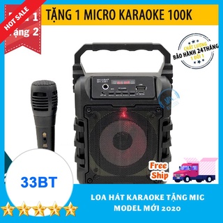 TẶNG 1 MIC KARAOKE CÓ VANG 100K] Loa Kẹo Kéo Karaoke Bluetooth Mini 33bt/Gs33/Gs23 model 2022