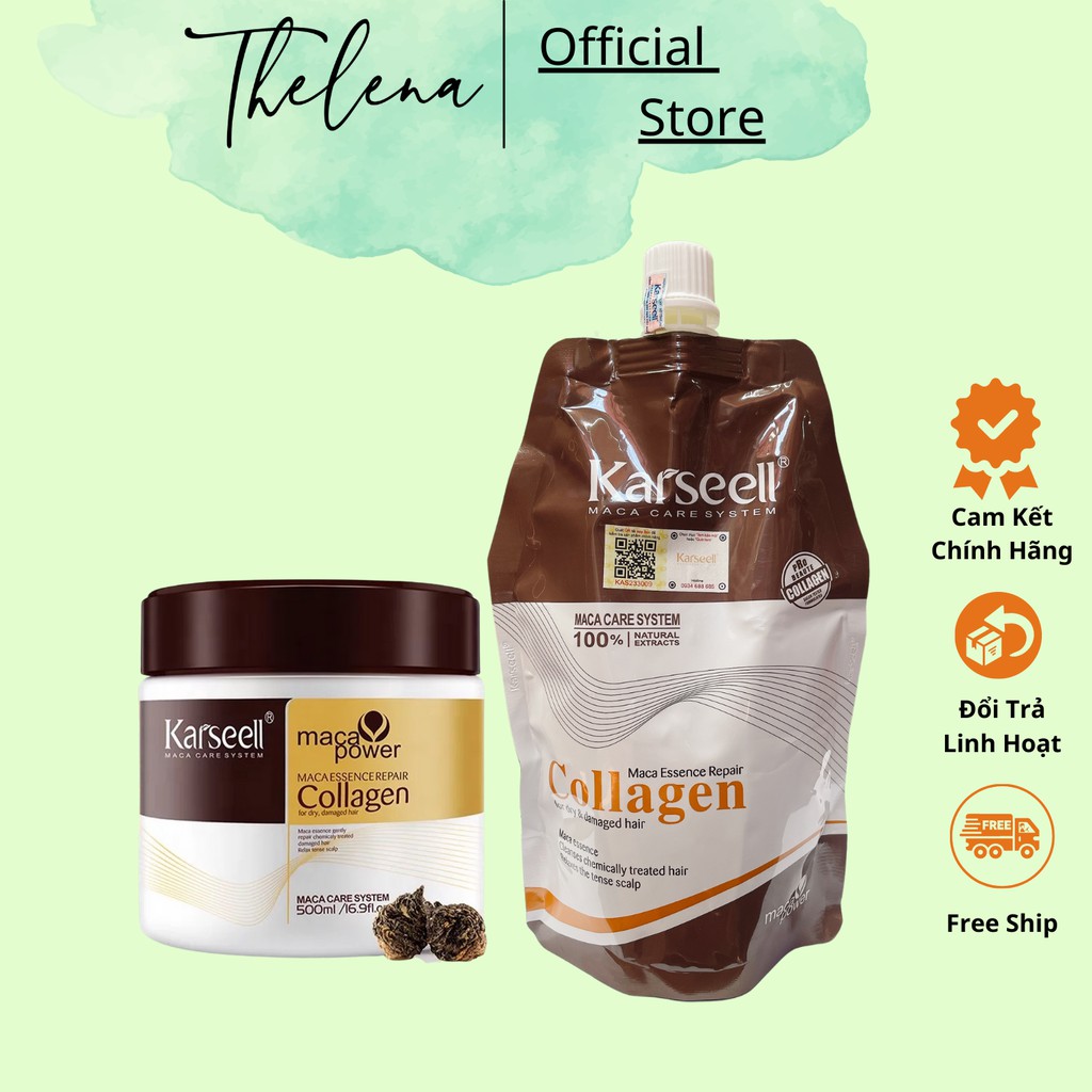 Kem Ủ Tóc Collagen Karseell 500ml Phục Hồi Tóc Siêu Muợt Dầu Hấp Ủ Xả Tóc collagen Karseell Maca chính hãng