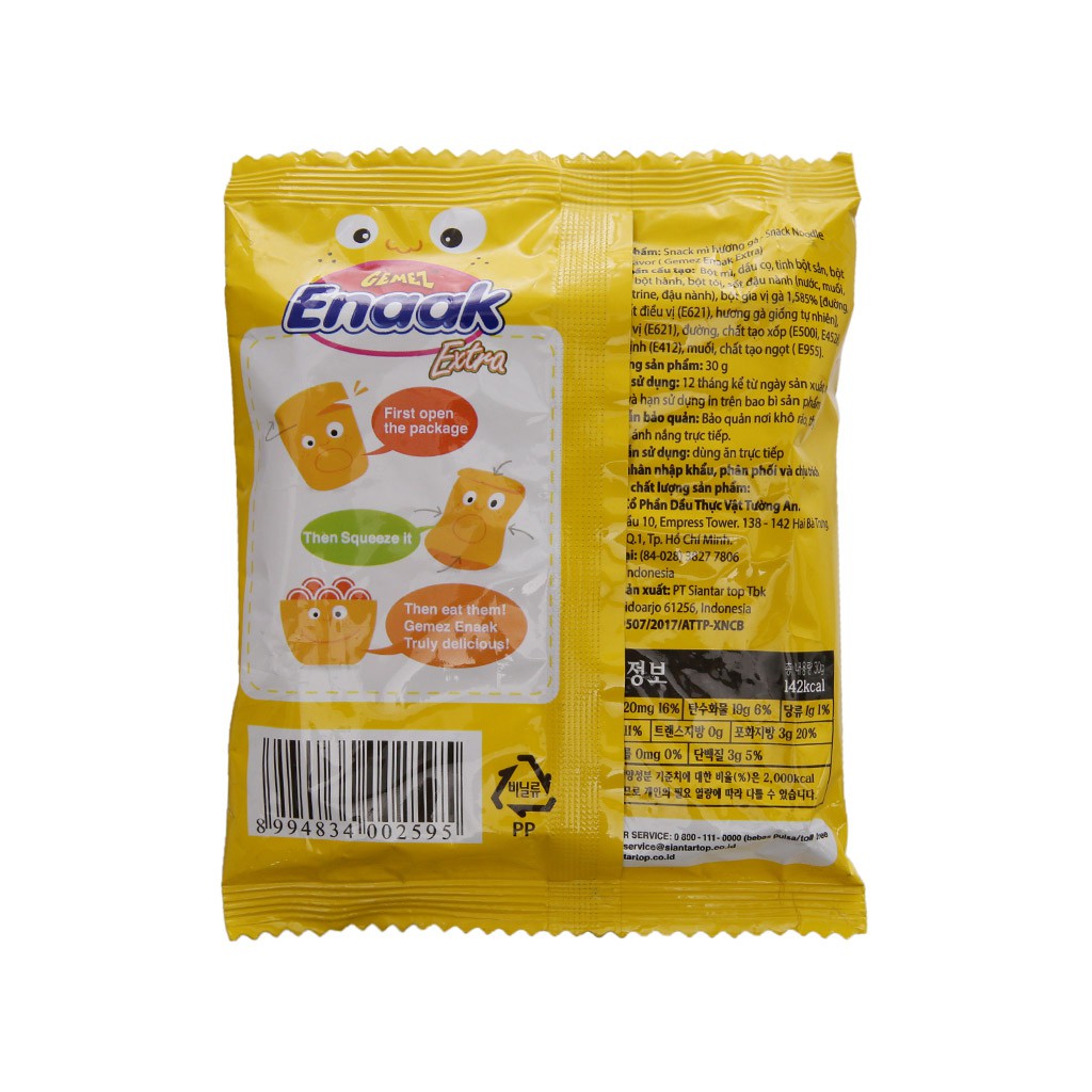 Snack Mì Gemez Enaak Extra Hương Vị Gà Nướng Gói 30g