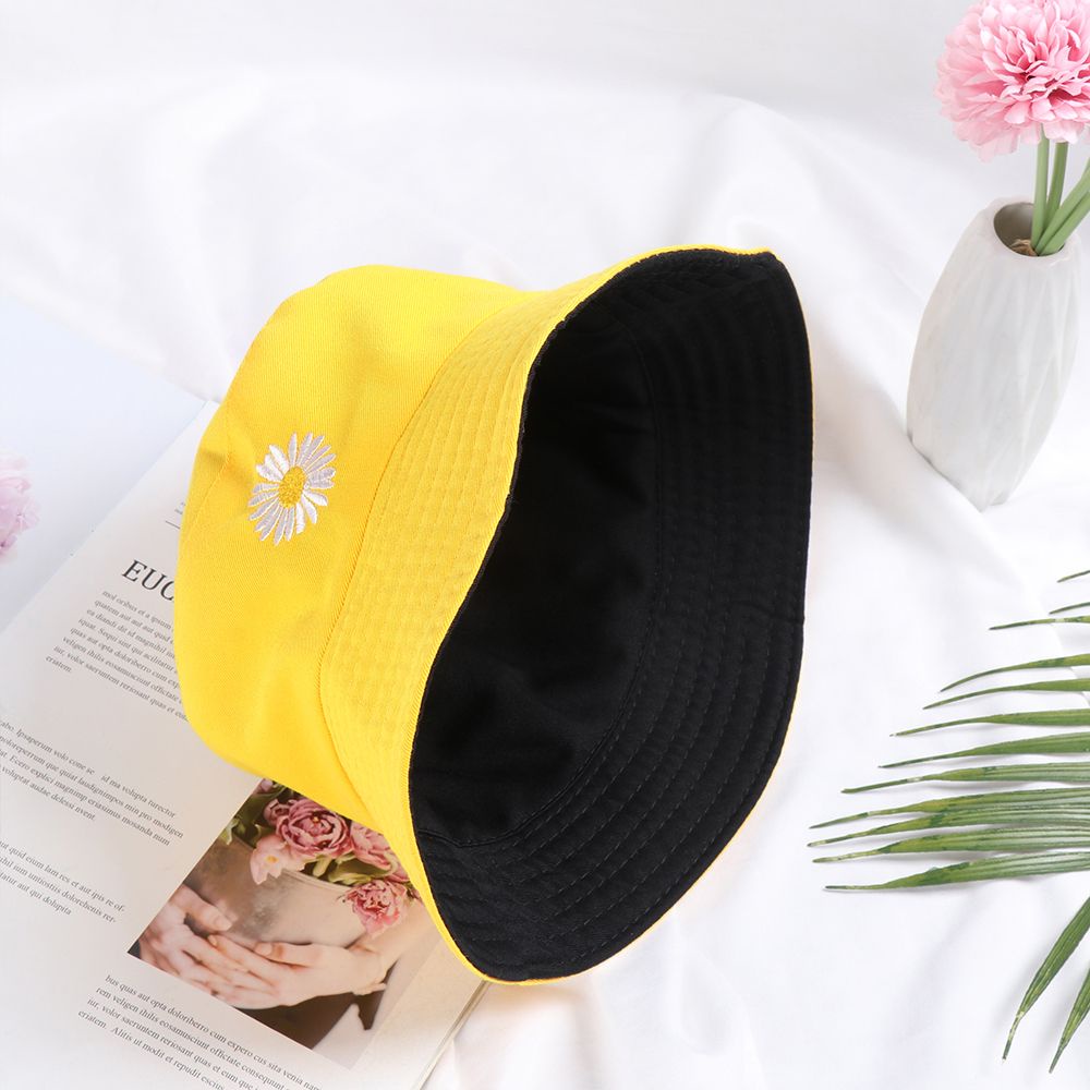 Nón Tai Bèo Hai Mặt Bằng Cotton Họa Tiết Hoa Cúc Nhiều Màu Thời Trang Mùa Hè Cho Nam Và Nữ
