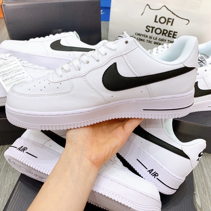 Giày thể thao AF1 Trắng vệt đen  Giày sneaker air force 1 móc đen black swoosh nam nữ cực chất FullBox