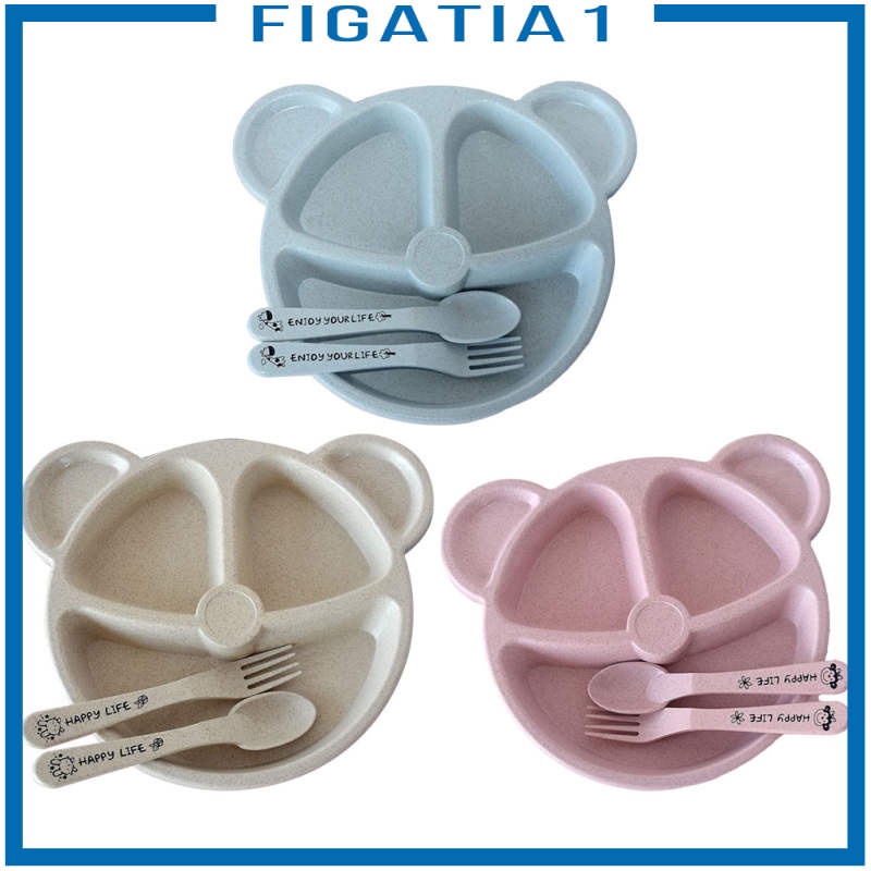 Bộ Đĩa Chia 3 Ngăn Chống Rò Rỉ Màu Hồng figatia1 Cho Bé