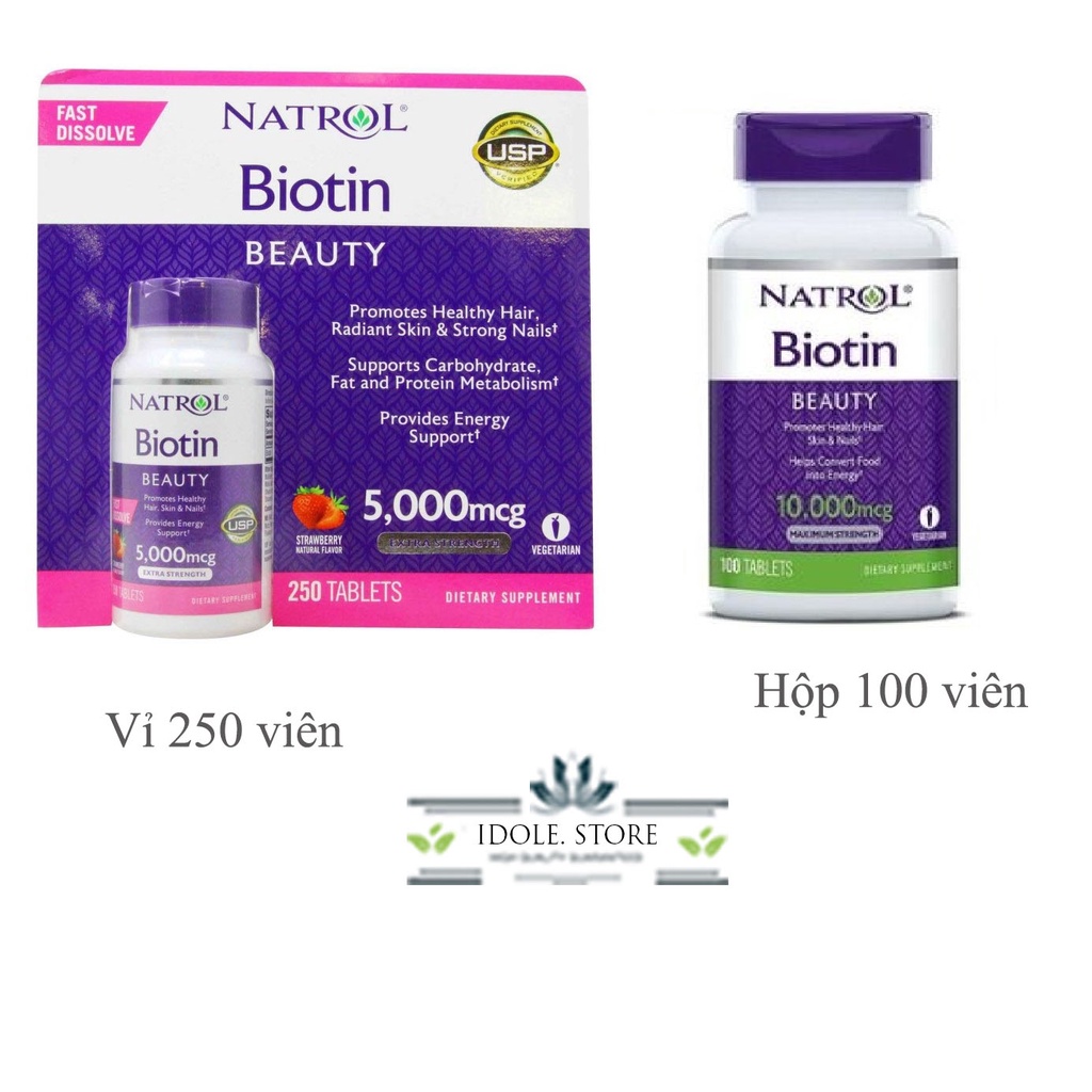 Viên Uống Natrol Biotin 10000 Mcg 100 Viên Của Mỹ - Biotin 10.000 mcg