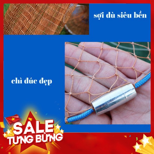 Cần câu cá ❤️FREE SHIP❤️ Chài dù bắt tôm cá siêu nhạy bung 5m nặng 2,5kg chính hãng T1999 ,đảm bảo rẻ nhất