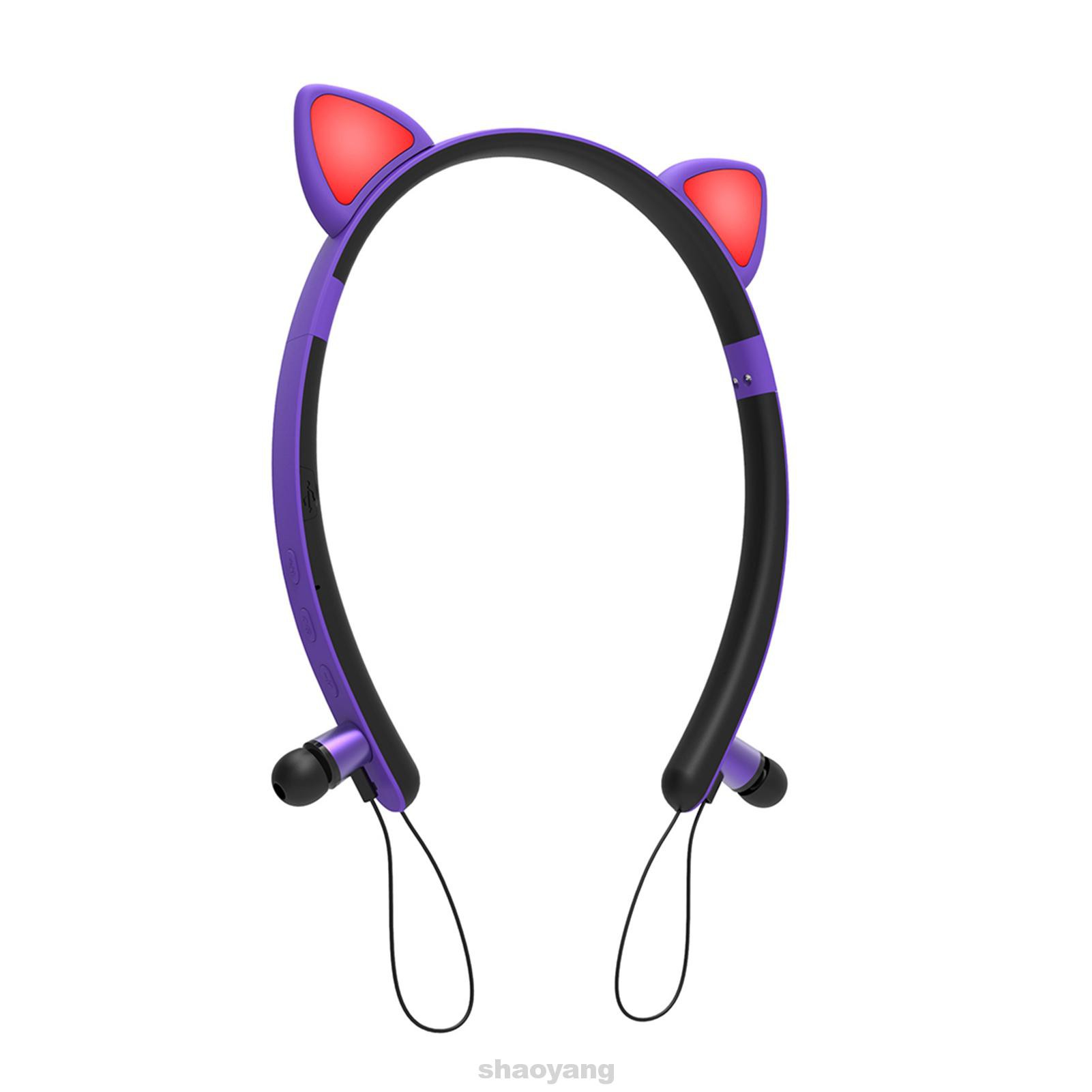 Tai Nghe Bluetooth 5.0 Chống Ồn Hình Tai Mèo Phát Sáng Điều Khiển Từ Xa