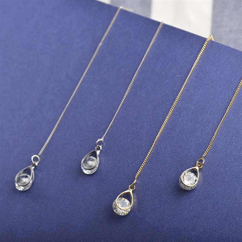 Bông tai dáng dài đính đá Zircon