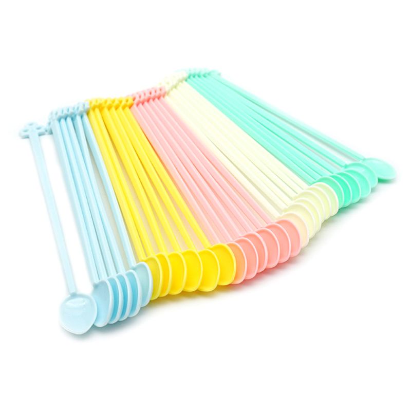 Set 30 muỗng nhựa màu sắc ngọt ngào có tay cầm dài tiện dụng cho gia đình diy