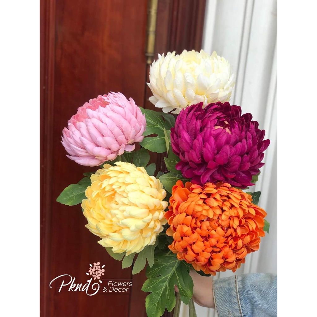 Cành hoa cúc mẫu đơn phú quý cao cấp phù hợp cắm bình gốm trang trí nhà cửa đẹp PKND FLOWERS &amp; DECOR