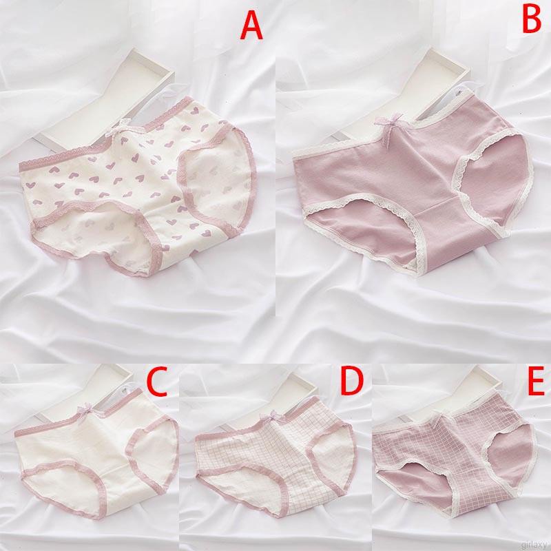 Quần lót cotton in họa tiết trái tim phong cách Hàn Quốc thoáng khí thời trang dành cho nữ