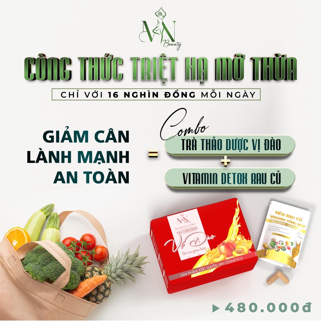 TRÀ GIẢM CÂN VỊ ĐÀO HỘP 15 GÓI CHÍNH HÃNG ĐÔNG ANH