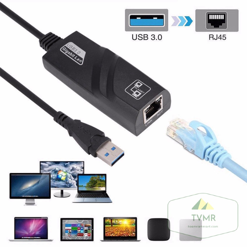 Dây Cáp Chuyển Đổi Từ Usb 3.0 Sang Cổng RJ45 | USB 3.0 To Lan 10-100-1000 Mbps CHẤT LƯỢNG CAO | BigBuy360 - bigbuy360.vn