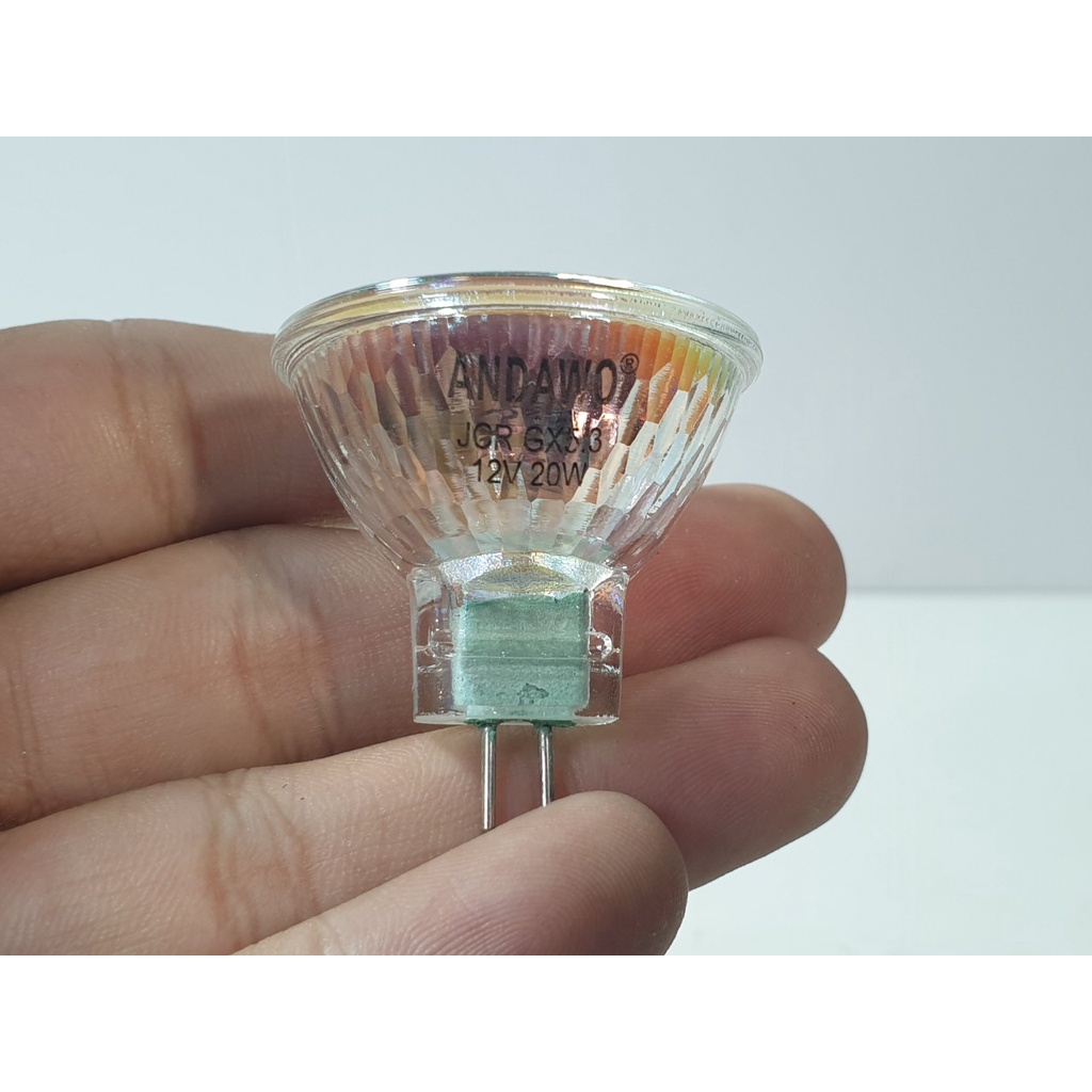 Bóng đèn chén nhỏ halogen sợt đốt, đường kính miệng chén 3.5cm, 20w, 12V hoặc 35W 220V, Đuôi đèn GX5.3, Chén MR11