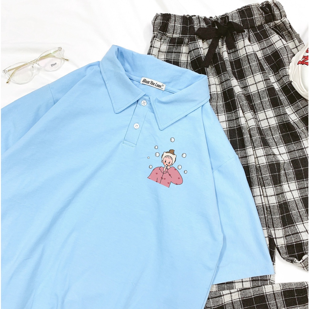 Áo Thun Polo Tay Lỡ Đánh Răng phông Unisex nam nữ tee oversize form rộng pull Ulzzang Streetwear Hàn Quốc vải mềm