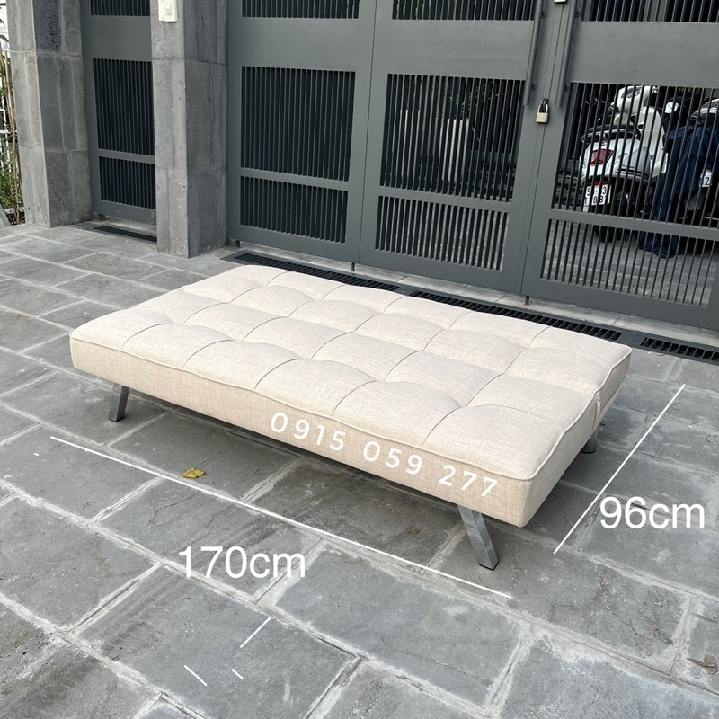 Ghế Sofa Bed xuất khẩu 170*96*36cm Chất Vải Bố Mịn Màu Trắng Kem Cao cấp