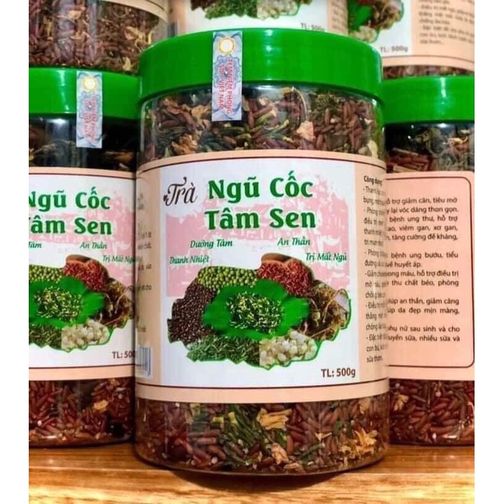 Trà Ngũ Cốc Tâm Sen hoa nhài gạo lứt giảm mỡ bụng, trà tâm sen ngủ ngon Mát Gan thanh lọc cơ thể - TSM