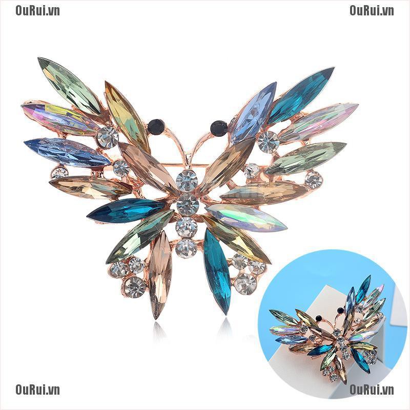 Ghim Cài Áo Hình Bướm Đính Đá Nhiều Màu Sắc Dễ Thương