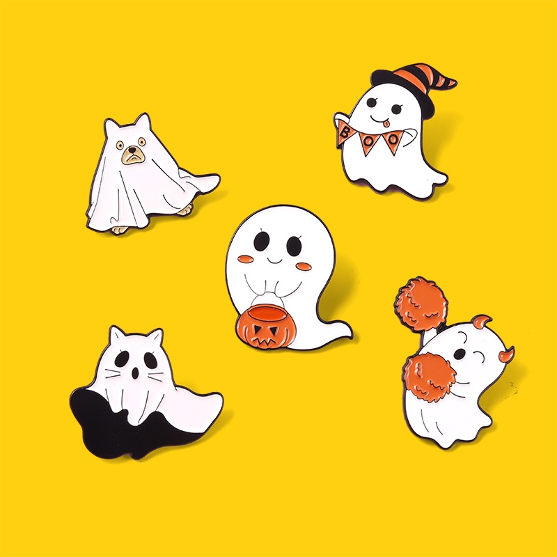 Set 5 Ghim Cài Áo Hình Bí Ngô Halloween Dễ Thương