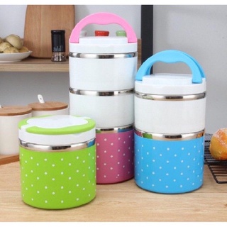 Cặp Lồng Giữ Nhiệt Inox Hoạ Tiết Chấm Bi