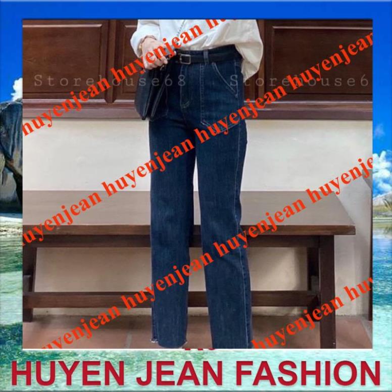 quần jean nữ ống đứng cạp cao co giãn 2 túi trước | BigBuy360 - bigbuy360.vn