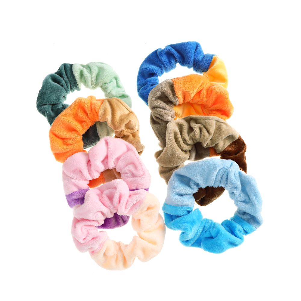 Dây Buộc Tóc Co Giãn Phối Lông Nhung Mềm Mại Màu Sắc Ngọt Ngào Xinh Xắn Cho Nữ