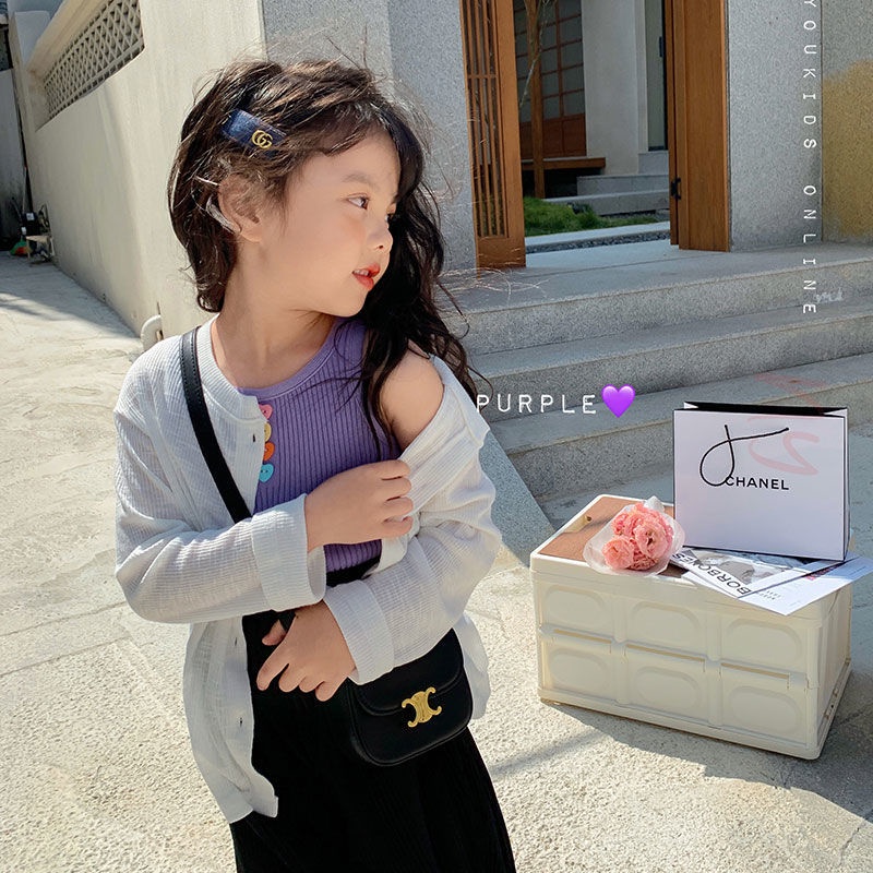 Áo Hai Dây Màu Trơn Thời Trang Xuân Hè Dễ Phối Đồ Cho Bé Gái