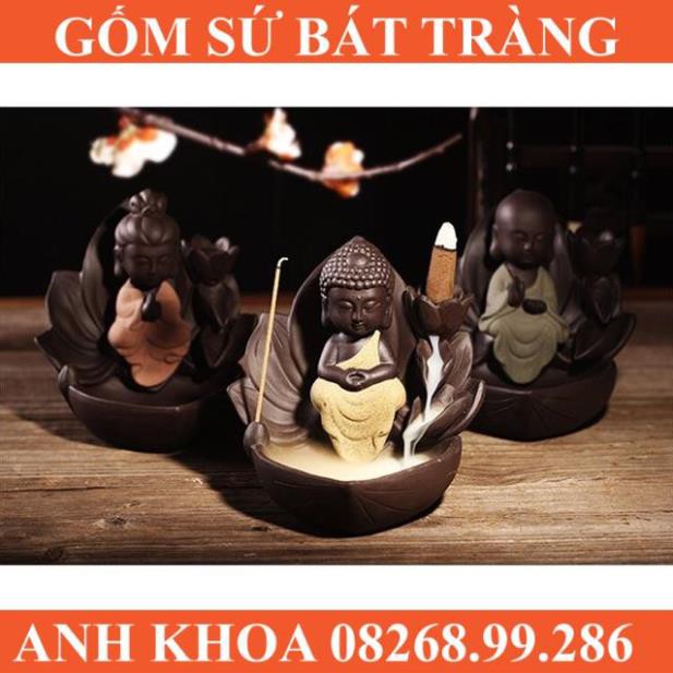 Tượng Phật thiền trên toà sen - Gốm sứ Bát Tràng Anh Khoa