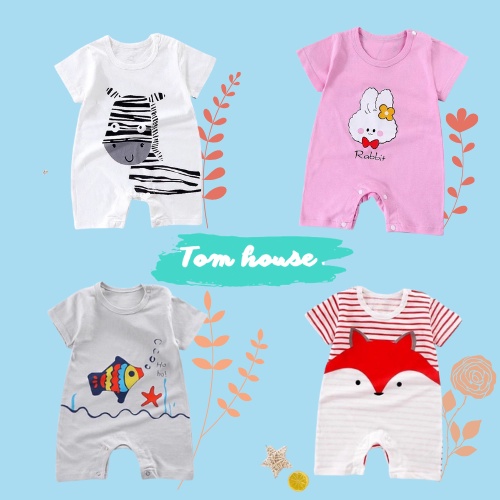 Bộ Liền Thân Đùi Cotton Hè Xuất Nhật Bodysuit cộc tay Cho Bé Trai Bé Gái Sơ Sinh - 22BDDU
