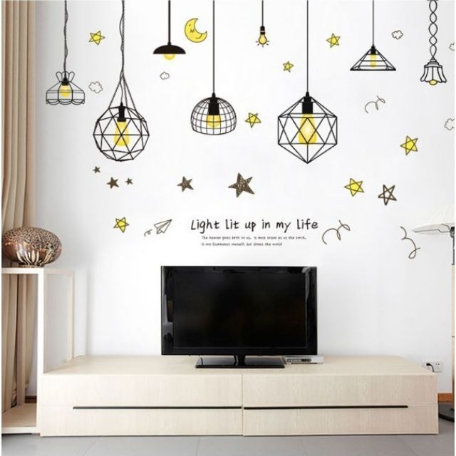 Decal dán tường bóng đèn hiện đại