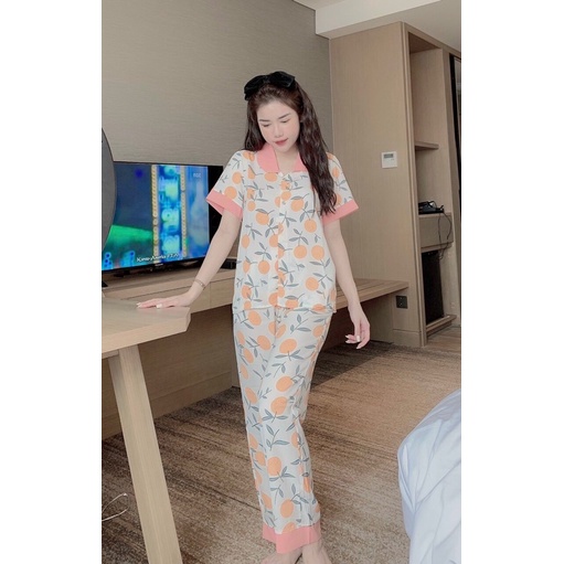 Đồ Bộ Ngủ Nguyên Set Pijama Cổ Sen Mẫu Cộc Dài Lụa Mango Thiết Kế Cao Cấp Không Xù Mẫu Mới Hot Hit 2021