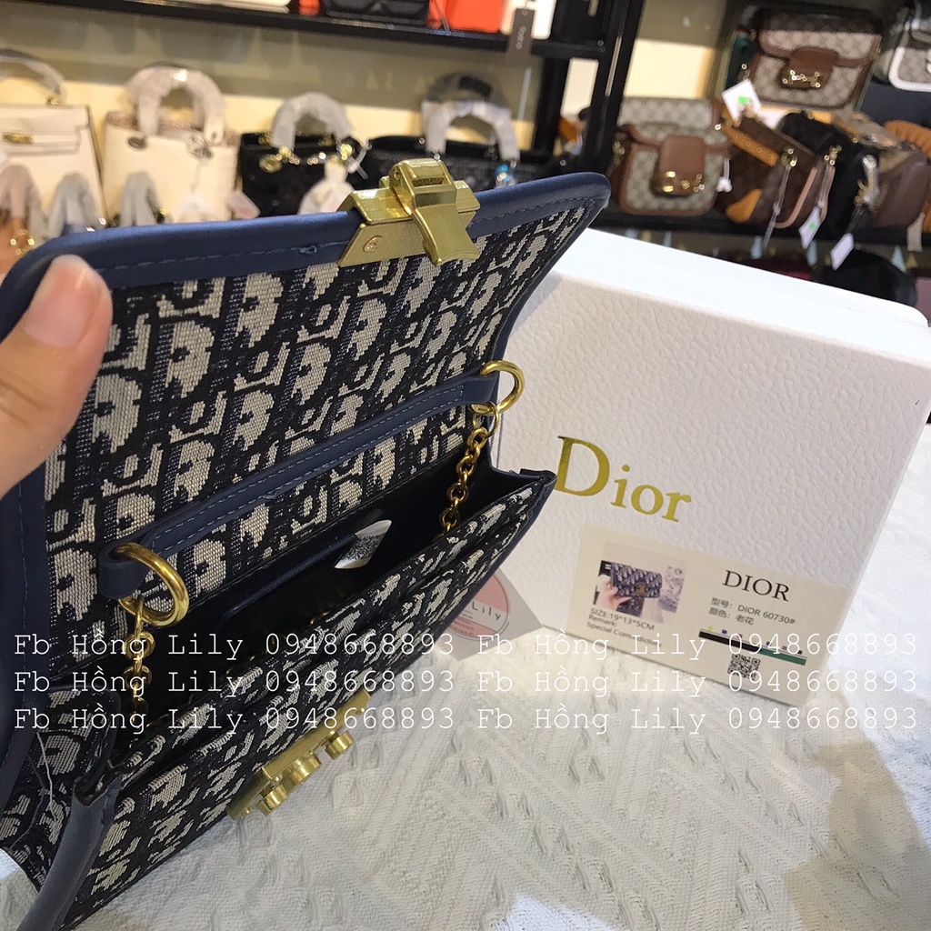 Túi di.or thổ cẩm họa tiết CD bản dây xích sz 19 fullbox