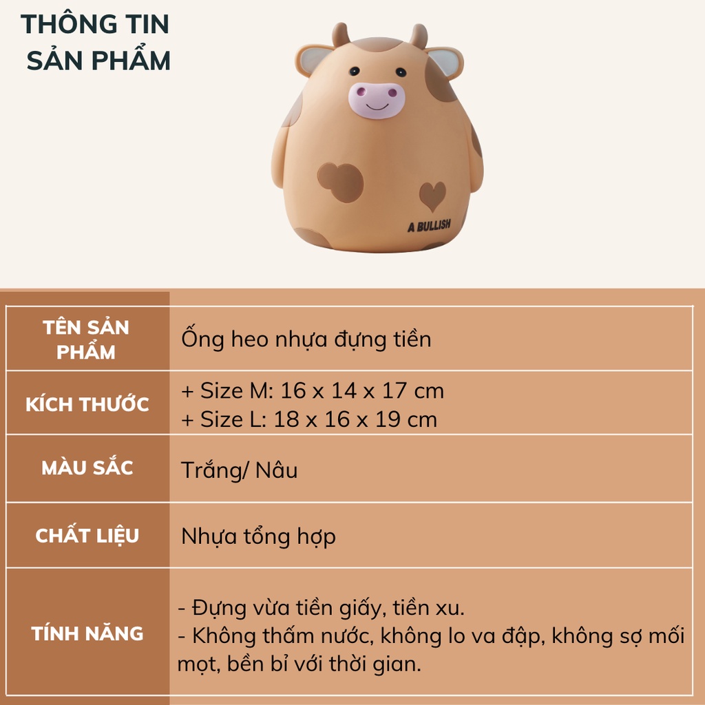 Ống heo đựng tiền tiết kiệm hình con bò dễ thương DECOSA