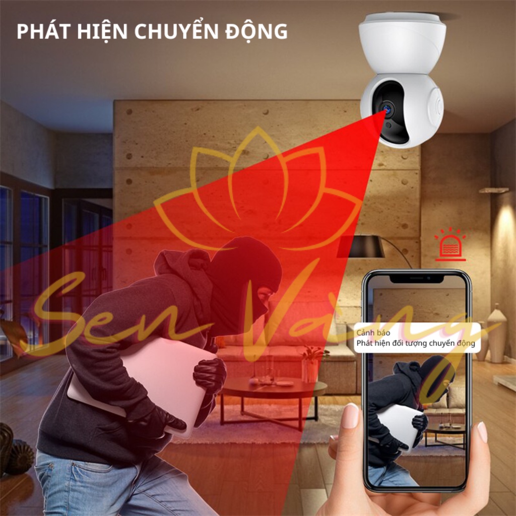 Camera ban đêm Camera robot V380 không dây wifi, Giám sát chuyển động, Có còi báo động, xoay 360 độ